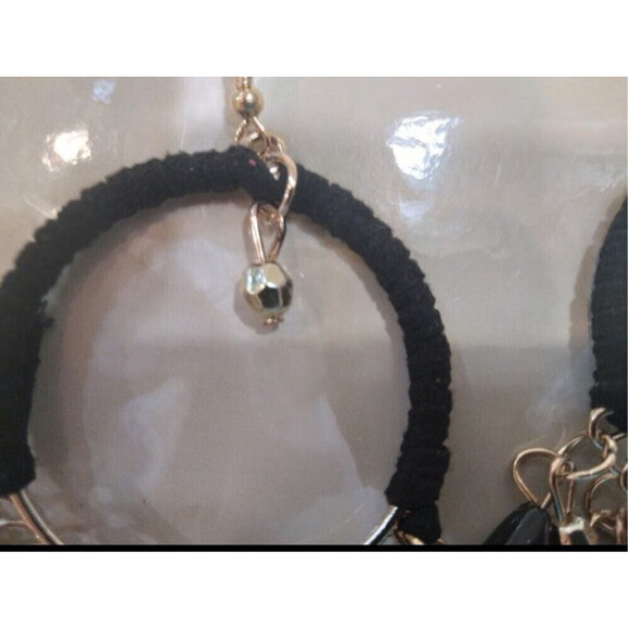 Woven Bohemian Tasseled Earrings In Black - Picture 6 of 7